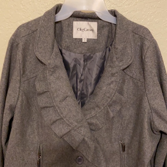 Oleg Cassini Gray Ruffled Versatile Jacket Coat 2X - Picture 2 of 13